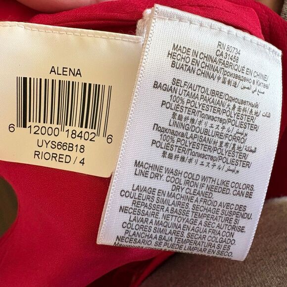 BCBGMAXAZRIA Alena Peplum Red Bodycon Midi Dress Size 4 Cocktail Holiday - Picture 9 of 11